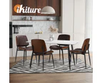 Oikiture 6x Dining Chairs Retro Faux Leather Solid Beech Wood Metal Legs Walnut