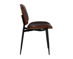 Oikiture 6x Dining Chairs Retro Faux Leather Solid Beech Wood Metal Legs Walnut