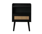 Oikiture 2X Bedside Table Drawer Side Table Storage Cabinet Nightstand Rattan