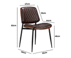 Oikiture 6x Dining Chairs Retro Faux Leather Solid Beech Wood Metal Legs Walnut