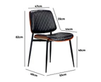 Oikiture 6x Dining Chairs Retro Faux Leather Solid Beech Wood Metal Legs Black