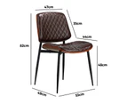 Oikiture 4x Dining Chairs Retro Faux Leather Solid Beech Wood Metal Legs Walnut