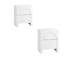 Oikiture 2X Bedside Table 2 Drawers Side Table Storage Cabinet Nightstand White