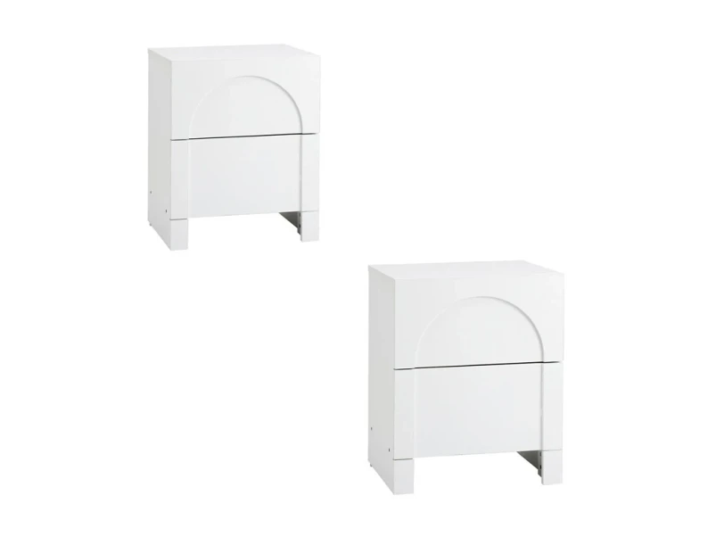 Oikiture 2X Bedside Table 2 Drawers Side Table Storage Cabinet Nightstand White