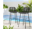 Gardeon 2 Piece Outdoor Bar Stools Wicker Dining Rattan Chair Black