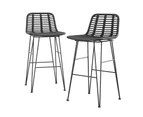 Gardeon 2 Piece Outdoor Bar Stools Wicker Dining Rattan Chair Black