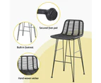 Gardeon 2 Piece Outdoor Bar Stools Wicker Dining Rattan Chair Black