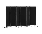 Artiss 6 Panel Room Divider Screen 323cm Wheel Fabric Black