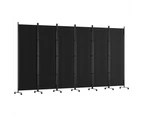 Artiss 6 Panel Room Divider Screen 323cm Wheel Fabric Black