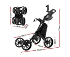 Everfit Golf Buggy Foldable Trolley Golf Cart Wheels Umbrella Bottle Holder