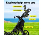 Everfit Golf Buggy Foldable Trolley Golf Cart Wheels Umbrella Bottle Holder