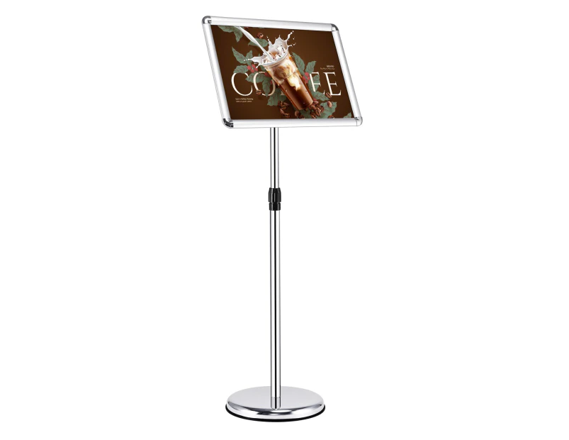 Costway A3 A4 Floor Poster Stand Adjustable Foyer Pedestal Sign Holder Business Menu Display, Silver