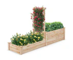 Costway 2-tier Wooden Raised Garden Bed Elevated Planter Box w/Trellis & Open-ended Bottom Vegetables, Flowers, Herbs, Fruits