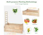 Costway 2-tier Wooden Raised Garden Bed Elevated Planter Box w/Trellis & Open-ended Bottom Vegetables, Flowers, Herbs, Fruits