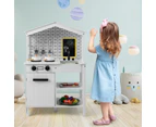 Costway Kids Kitchen Play Set Wooden Pretend Cooking Toy Farmhouse kidren's Gift w/Storage & Accessories White