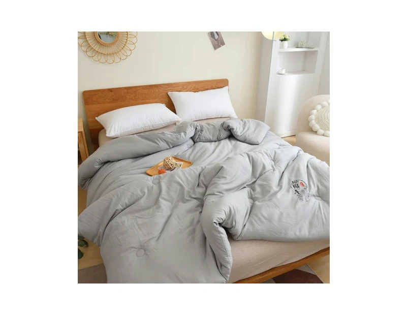 Comforter Ultra Soft Hypoallergenic Bedding Quilt for All Seasons Queen Comforter-gray