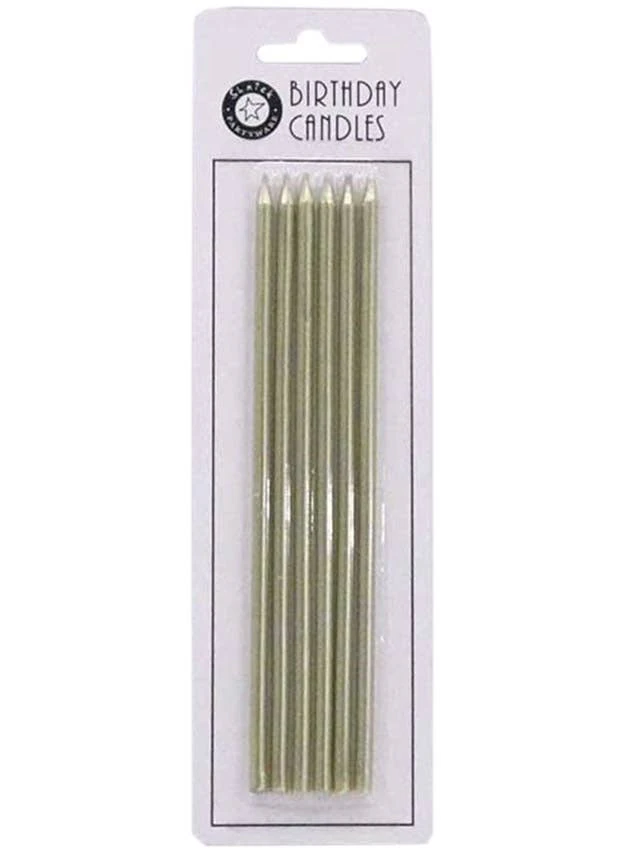 Metallic Gold 15cm 6 Pack Birthday Candles - New