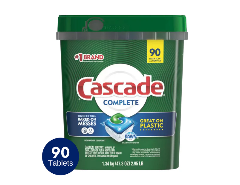 Cascade Complete Dishwashing Tablets 90 Ct Tabs Pods Dishwasher Detergent Clean