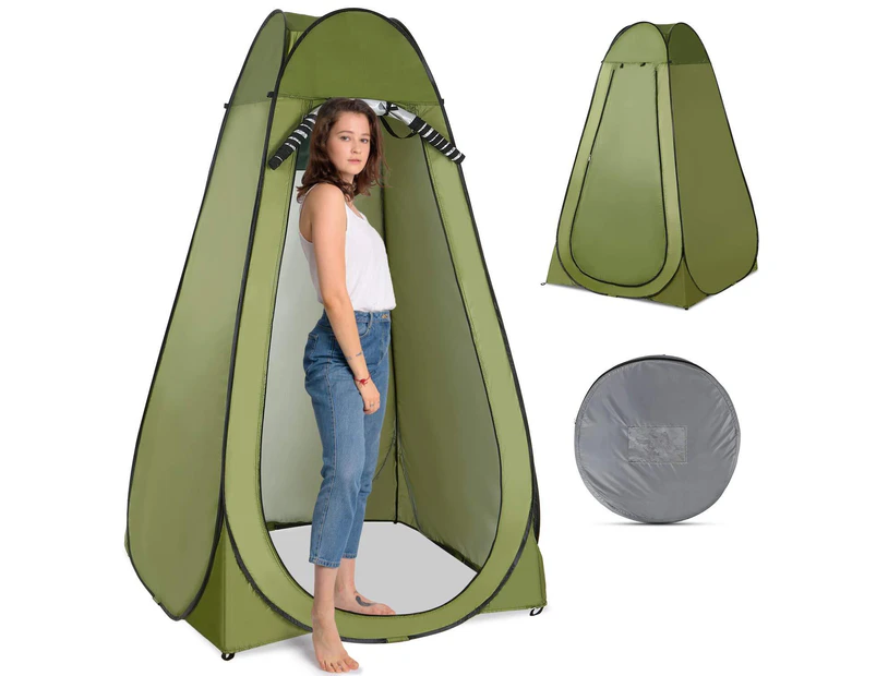 Camping Shower Curtain Changing Room Portable Privacy Case Beach Toilet Carrying Bag Convenient Pop-up Fitting Waterproof and, Green