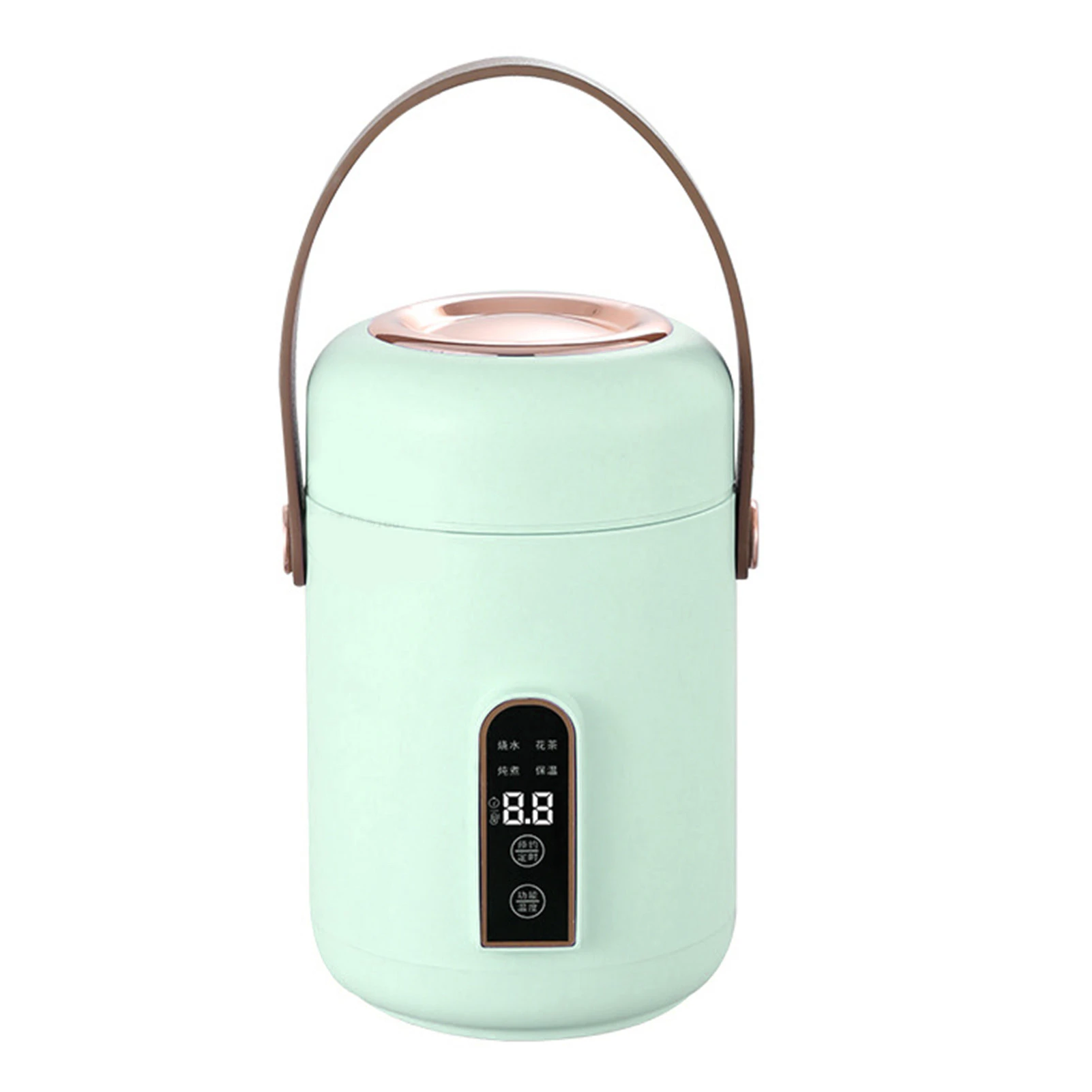 Mini Rice Cooker Efficient Heating Insulated Portable Multifunction Soup Porridge Stewpot For Home Office Dorm Green