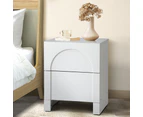 Oikiture 2X Bedside Table 2 Drawers Side Table Storage Cabinet Nightstand White