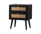 Oikiture 2X Bedside Table Side Table 2 Drawers Storage Cabinet Nightstand Rattan