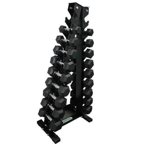 Package Of 2kg 10kg Rubber Hex Dumbells And Vertical Storage Rack Tree