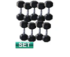 Package Of 2kg 10kg Rubber Hex Dumbells And Vertical Storage Rack Tree