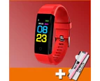 Bluetooth Kids Waterproof Fit Fitness Tracker Smart Watch Sports Heart Rate & Blood Pressure Monitor Band Bracelet (fitbit Style) - Red