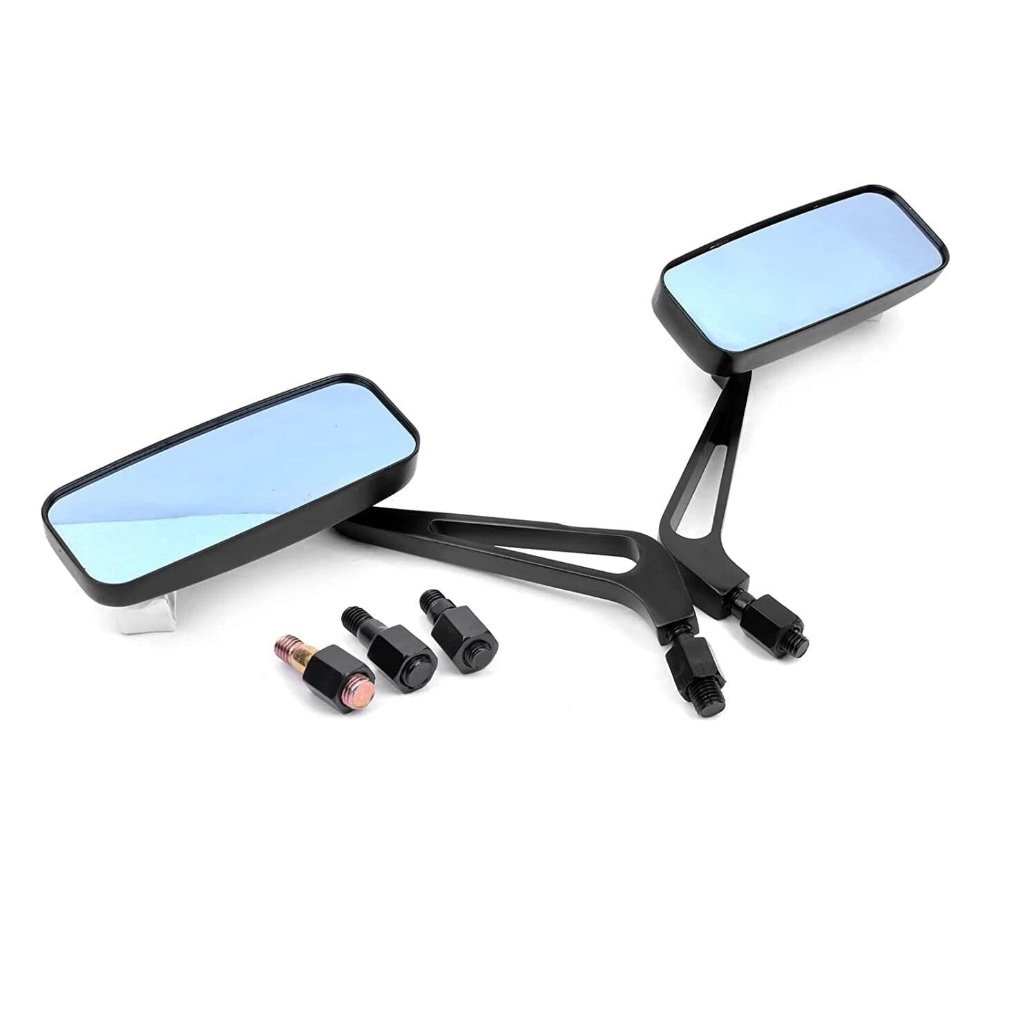 Black 8/10mm Motorcycle Mirrors For Chopper Cruiser Bobber Cafe Racer