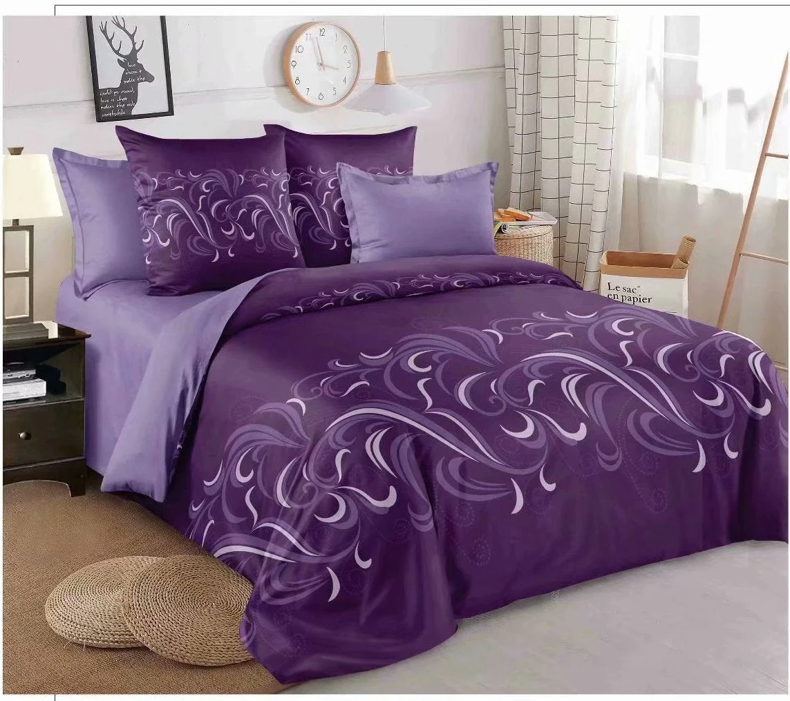 Purple Pattern Quilt Doona Duvet Cover Pillow Case Set