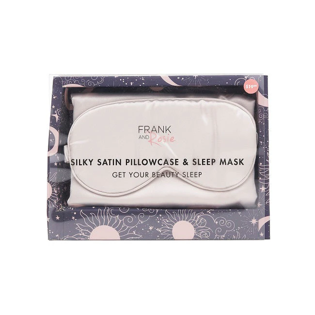 Frank & Rosie Silky Satin Pillowcase And Sleep Mask Set - Silver