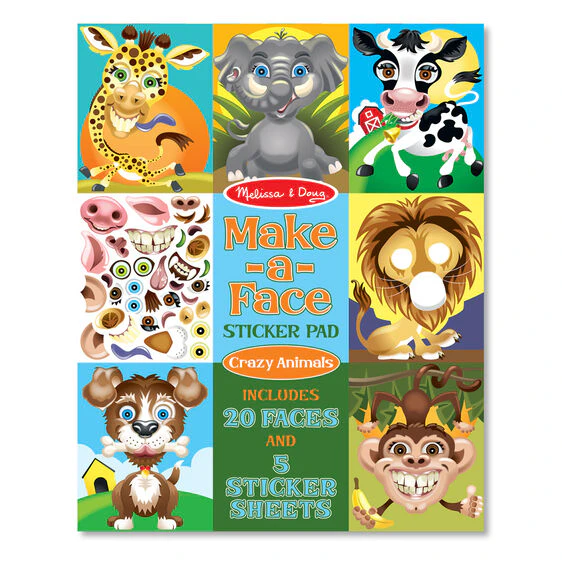 Melissa & Doug Make A Face Crazy Animals Sticker Pad