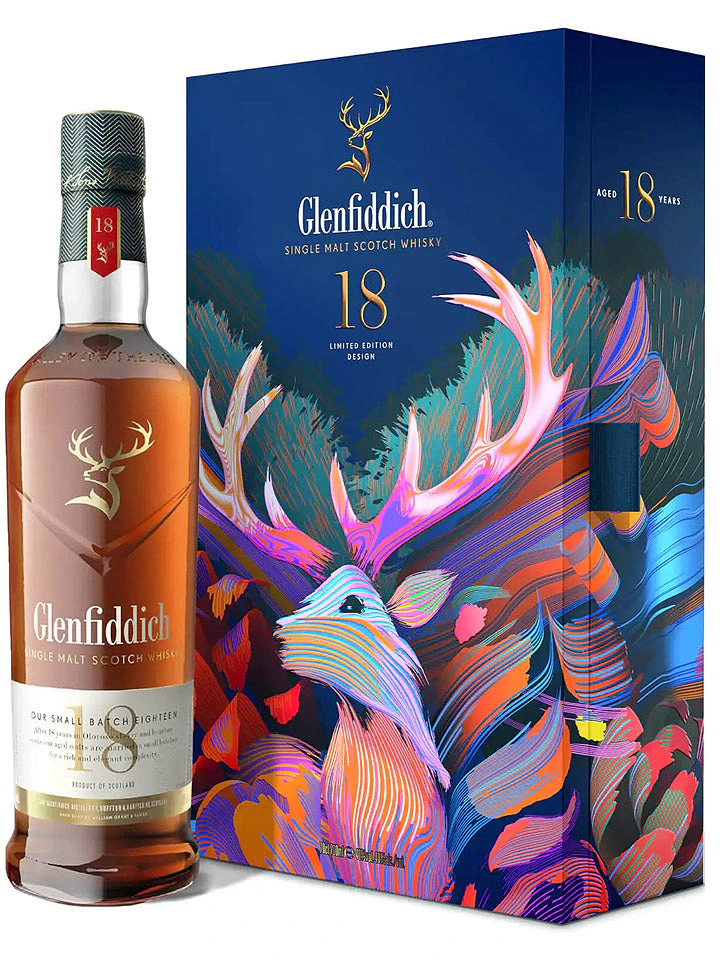 Glenfiddich 18 Year Old Limited Edition Design + Flask Single Malt Scotch Whisky 700ml