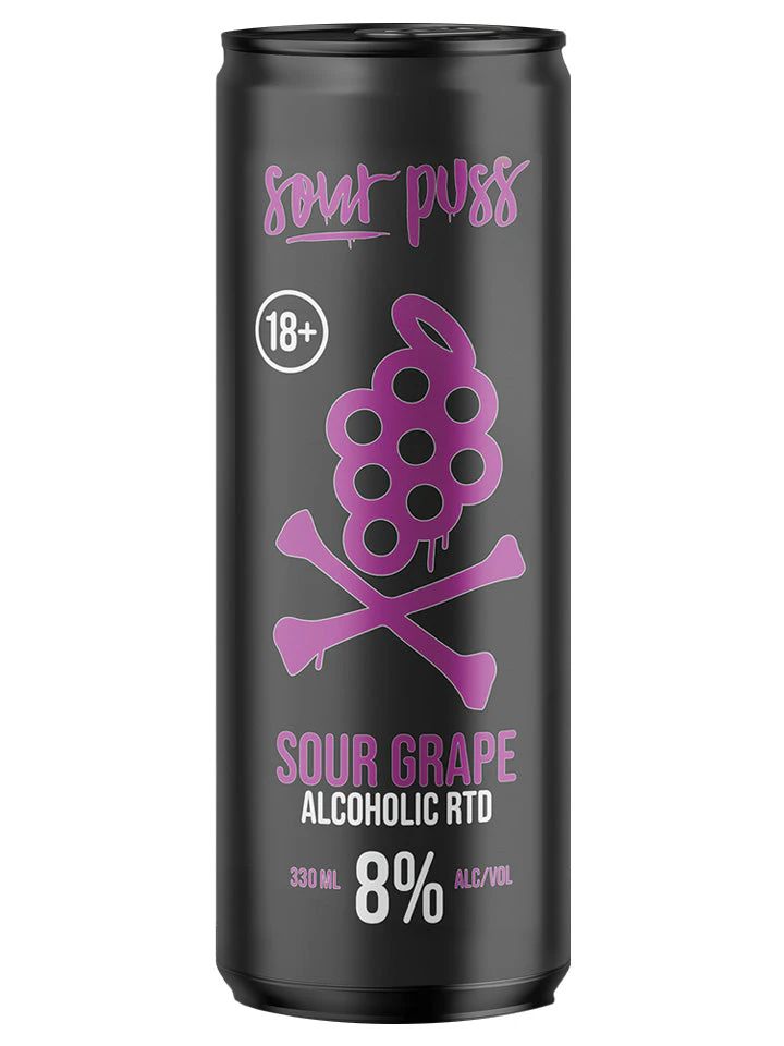 Sour Puss Sour Grape Alcoholic Rtd 8% Premix 24 X 330ml Cans