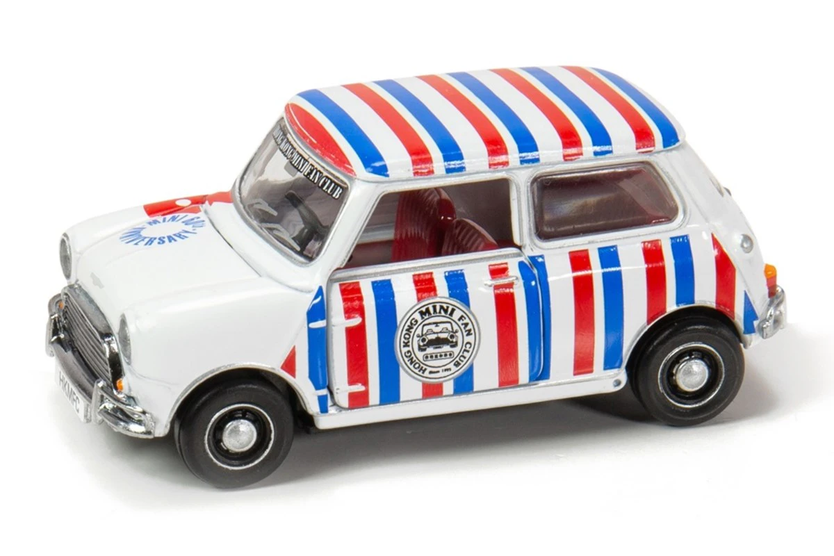 Tiny City Die Cast Model Car – Mini Cooper Mk 1 Hong Kong Mini Fan Club (stripes)