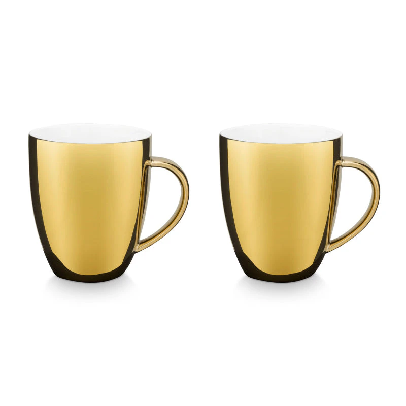 Vtwonen Gold 250ml Mugs With Ear Set Of 2