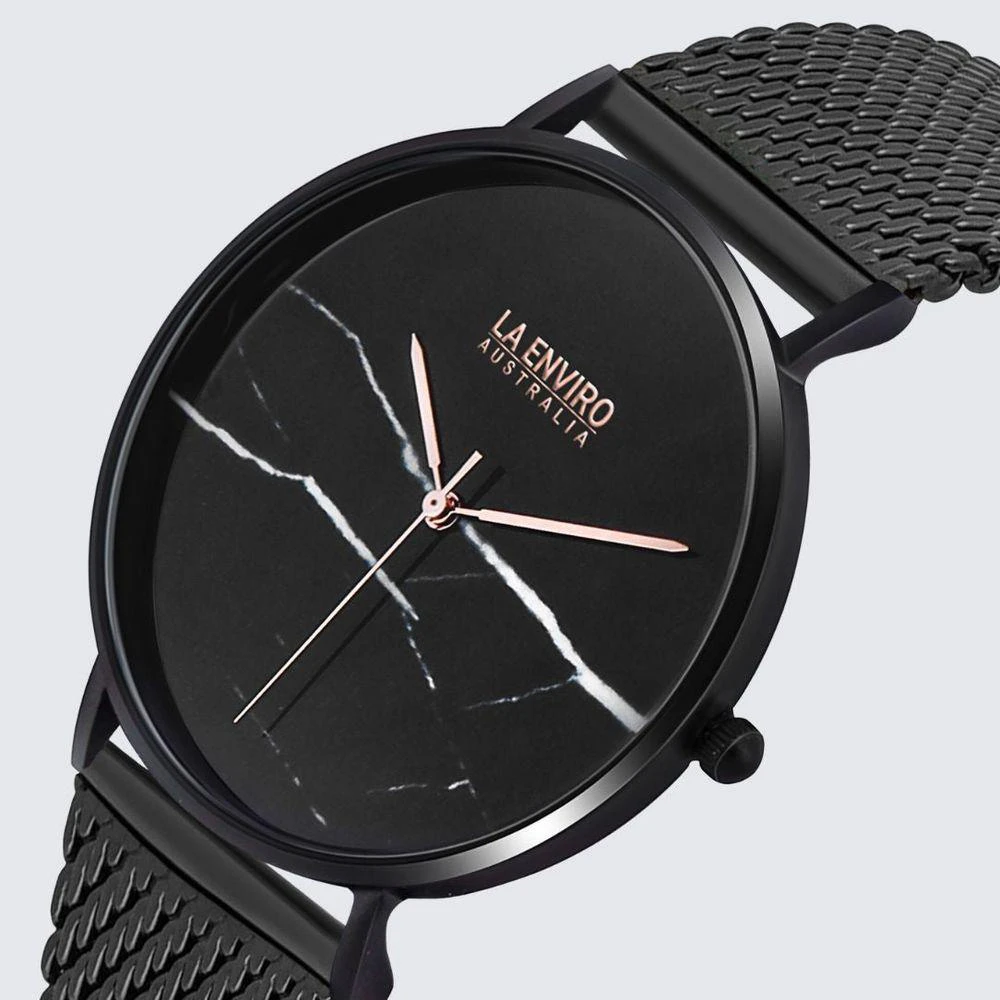 Introducing The Elegant Timepieces Black Marble Watch Model Bmm 40b: Men's Black Mesh Strap Replacement