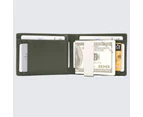 Yamba Wallet I Green Vegan Leather Slim Bifold Wallet With Money Clip And Coin Pocket For Men