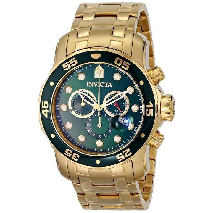 Invicta Pro Diver Chronograph 200m 0075 Men's Gold Tone Stainless Steel Watch