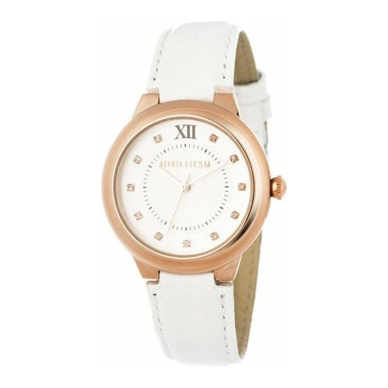 Devota & Lomba Dl006w 03white Women's White Leather Fashion Watch