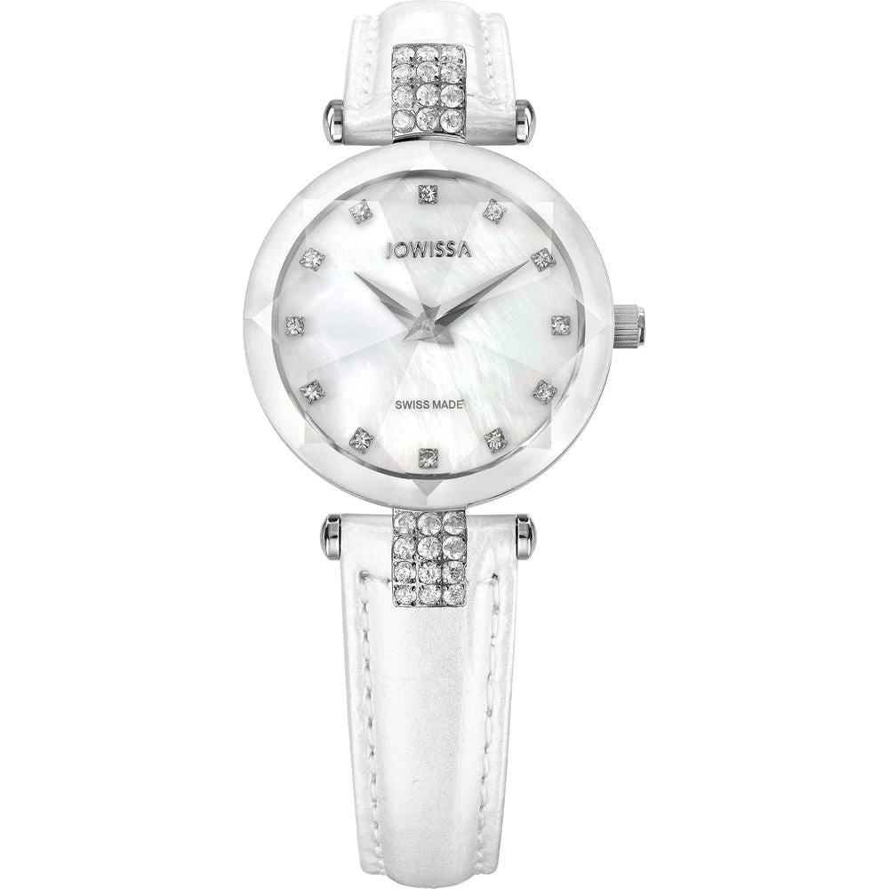 Facet Strass Swiss Ladies Watch J5.619.s Elegant Steel And Mother Of Pearl White Women's Timepiece