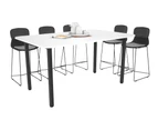 Quadro Square Legs Counter Table with Rounded Corners [1800L x 1100W with Rounded Corners] - black leg, white