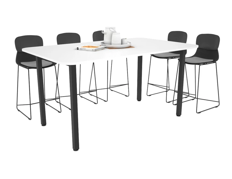 Quadro Square Legs Counter Table with Rounded Corners [1800L x 1100W with Rounded Corners] - black leg, white