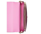 Ava Pebbled Leather Flap Chain Wallet - Crepe Pink
