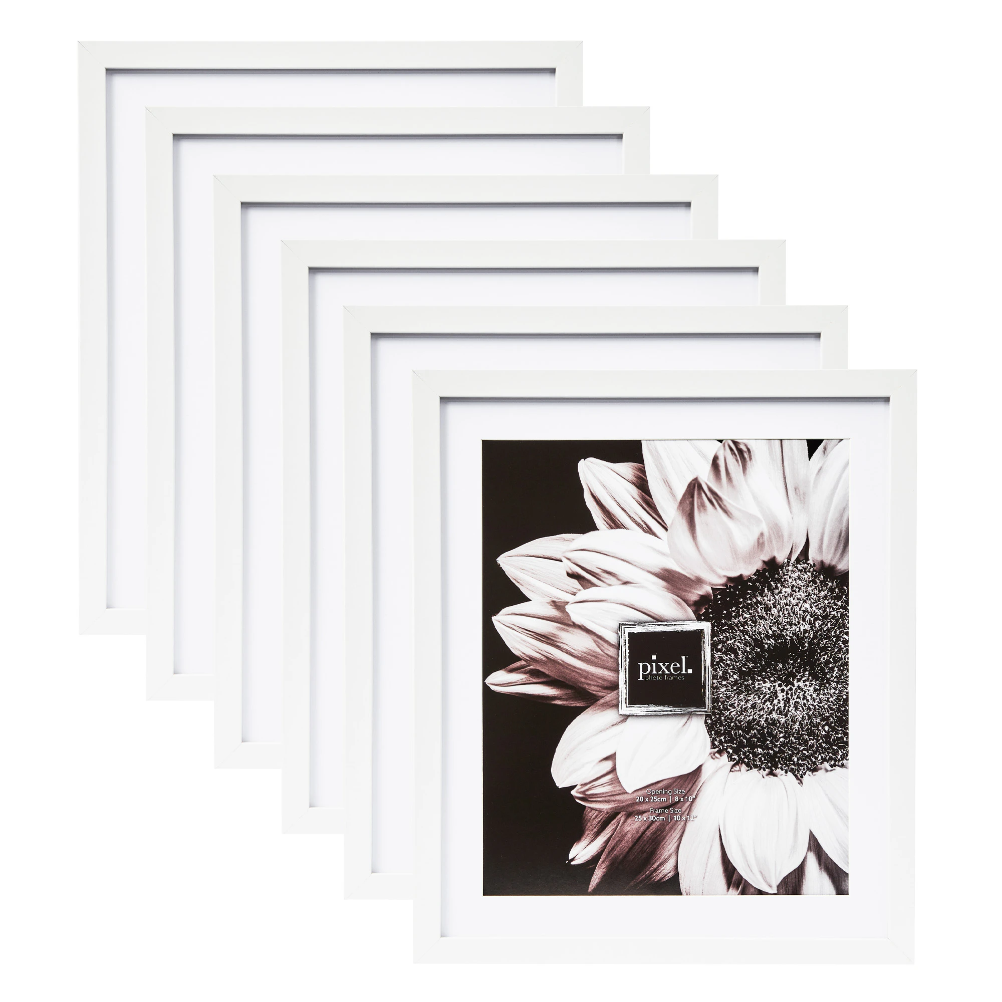 Pixel Set Of 6 10x12" Mat To 8x10" Photo Frames White