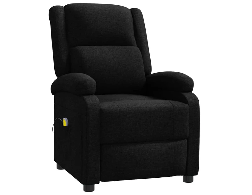 vidaXL Wing Back Massage Chair Black Fabric