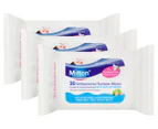 3 x 30pk Milton Antibacterial Surface Wipes