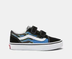 Vans Kids' Old Skool V Sneakers - Pixel Flame Black/Blue