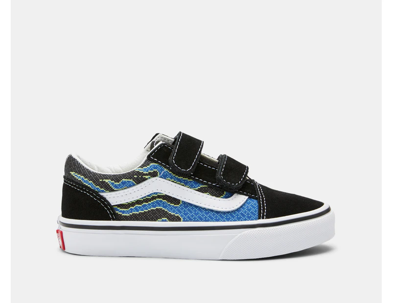 Vans Kids' Old Skool V Sneakers - Pixel Flame Black/Blue